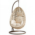 Poltrona sospesa 105 x 100 x 195 cm in fibra intrecciata beige con supporto in metallo