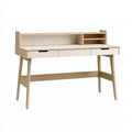 Scrivania 120 x 60 x 105 cm in legno beige e bianco con cassetti e pannello portautensili