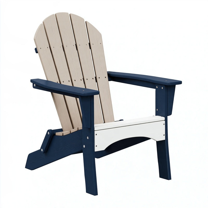 Sedia Adirondack da esterno 80 x 88 x 98 cm in plastica blu e beige con schienale reclinato