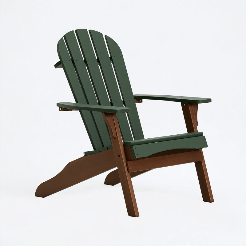 Sedia Adirondack 83 x 80 x 95 cm in legno verde e marrone per esterno - schienale inclinato
