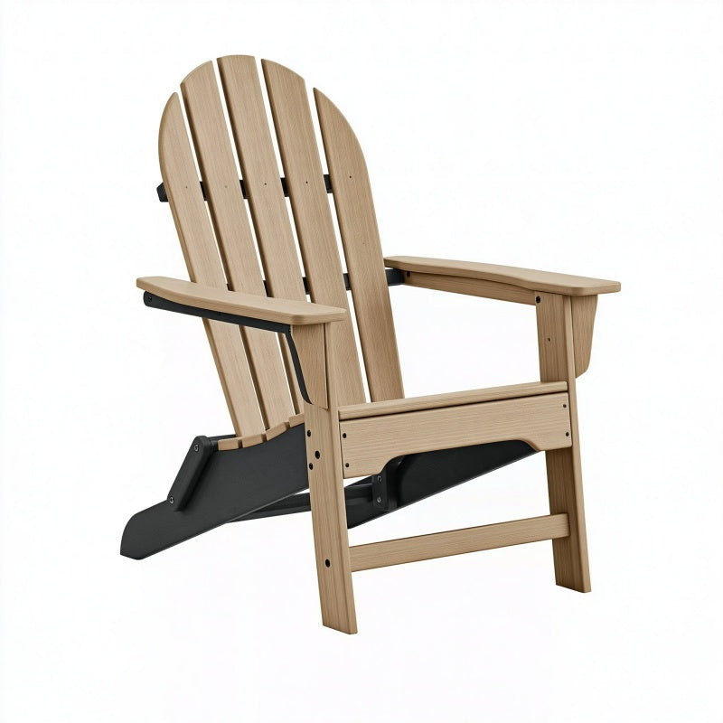 Poltrona da giardino 80 x 90 x 100 cm in legno marrone chiaro con struttura nera - stile Adirondack