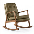 Poltrona a dondolo 70 x 95 x 100 cm in legno e rivestimento effetto pelle verde stile moderno