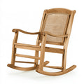 Sedia a dondolo 110 x 65 x 100 cm in legno naturale con schienale in rattan
