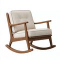 Sedia a dondolo 70 x 90 x 95 cm in legno marrone e tessuto beige - stile nordico