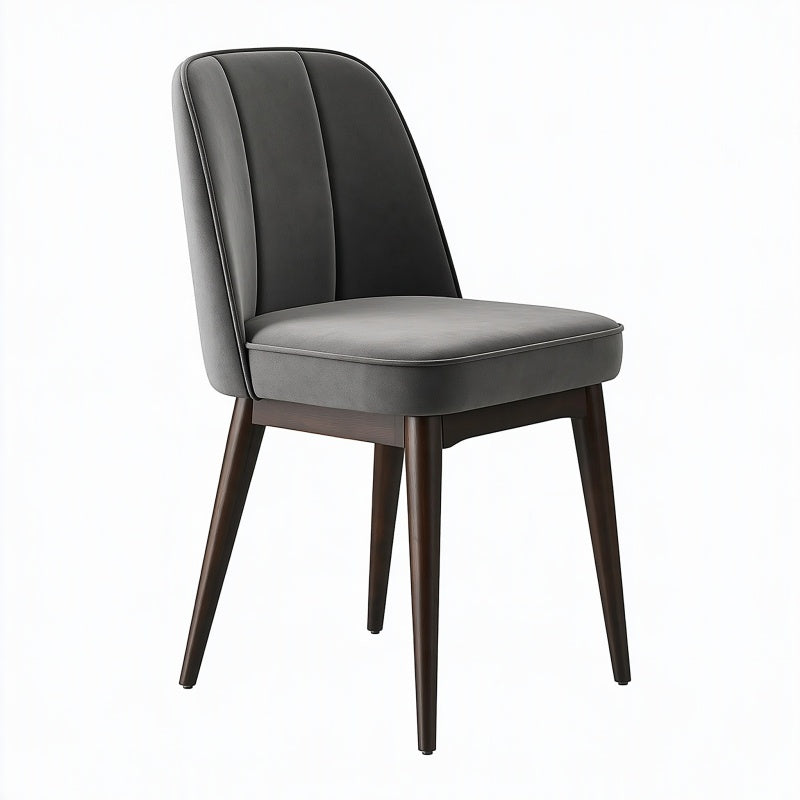 Sedia da pranzo 52 x 60 x 86 cm in similpelle grigia con gambe in legno stile moderno