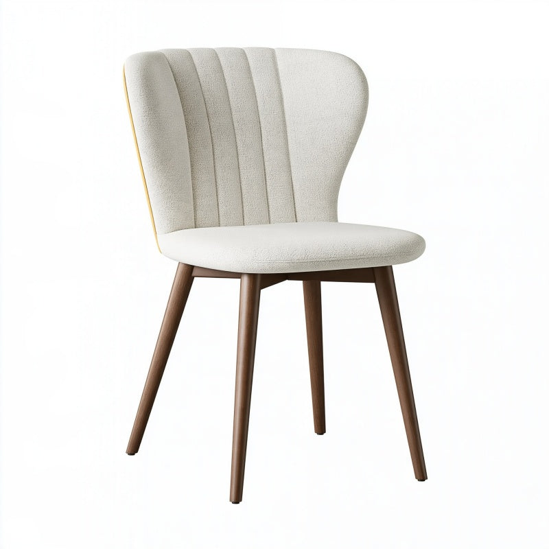 Sedia da pranzo 52 x 60 x 83 cm in tessuto bouclé bianco con gambe in legno stile moderno