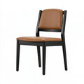 Sedia da pranzo 45 x 52 x 82 cm in similpelle cognac e legno nero - schienale imbottito
