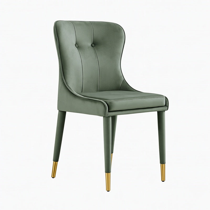 Sedia da pranzo 50 x 60 x 88 cm in similpelle verde con gambe dorate stile moderno
