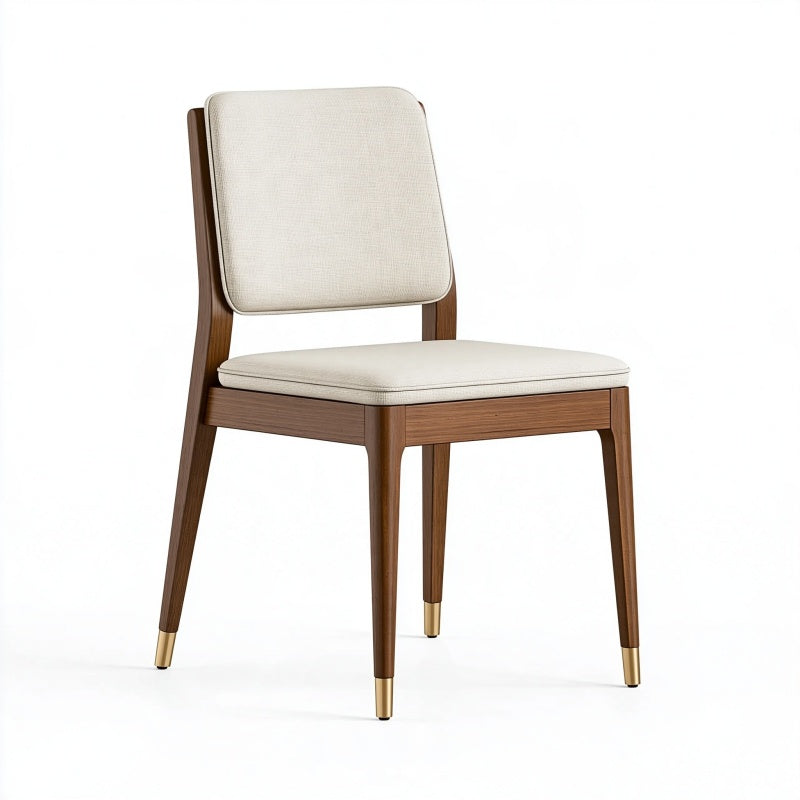 Sedia da pranzo 48 x 55 x 84 cm in legno marrone con rivestimento beige stile moderno