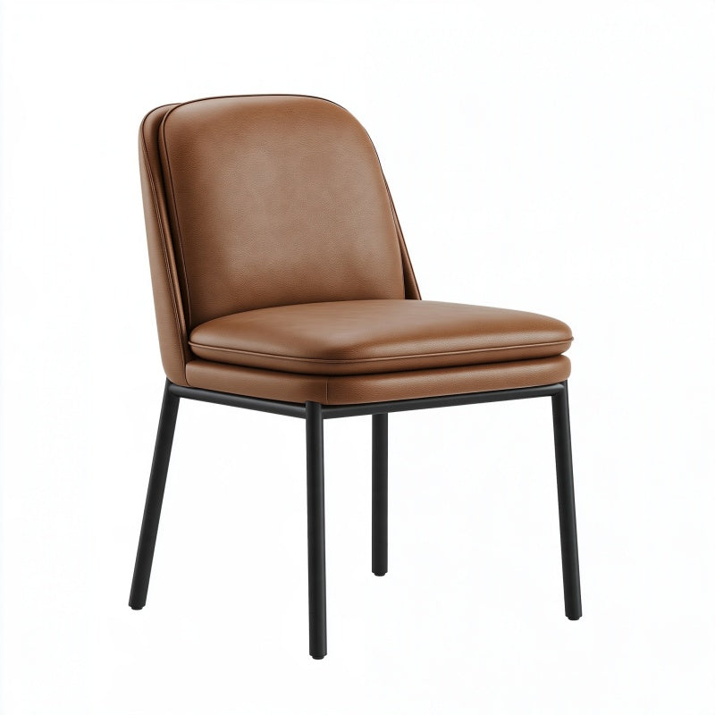 Sedia da pranzo 52 x 58 x 82 cm in effetto pelle marrone con gambe in metallo nero