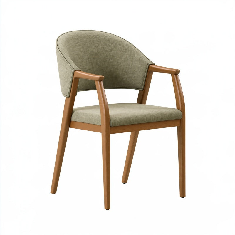 Sedia con braccioli 60 x 62 x 80 cm in tessuto verde e legno marrone stile moderno
