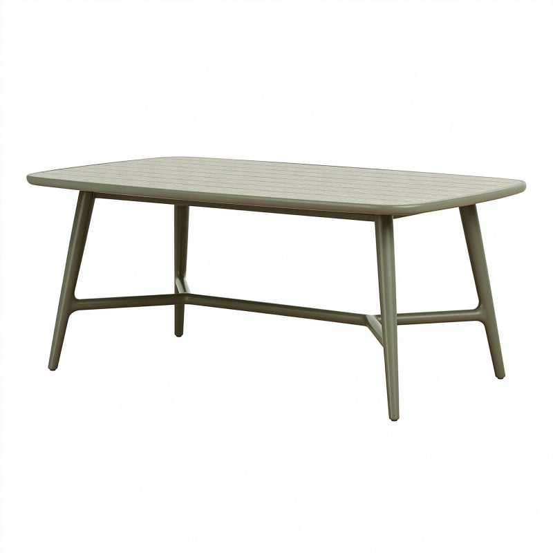 Tavolo da giardino 160 x 90 x 75 cm in resina verde - design moderno con piano listellato