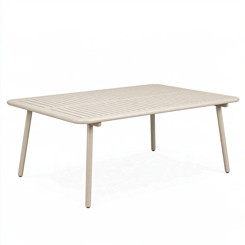 Tavolo da giardino rettangolare 200 x 100 cm in alluminio beige con piano a doghe