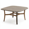 Tavolo da giardino 100 x 100 cm grigio e marrone in metallo con piano a doghe