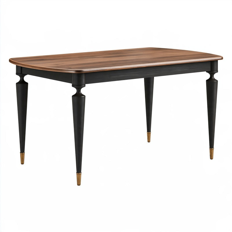 Tavolo da pranzo 140 x 80 cm in legno marrone e nero - stile classico