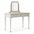 Toeletta 120x50x145 cm in legno bianco con specchio e cassetti stile classico