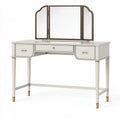 Toeletta con specchio 120 x 50 x 145 cm bianca con cassetti stile moderno