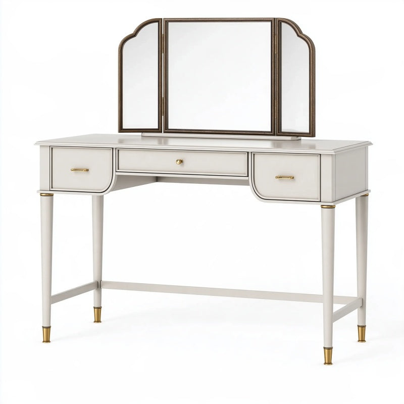 Toeletta con specchio 120 x 50 x 145 cm bianca con cassetti stile moderno