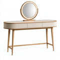 Toeletta con specchio 120 x 45 x 125 cm in legno beige e bianco stile moderno
